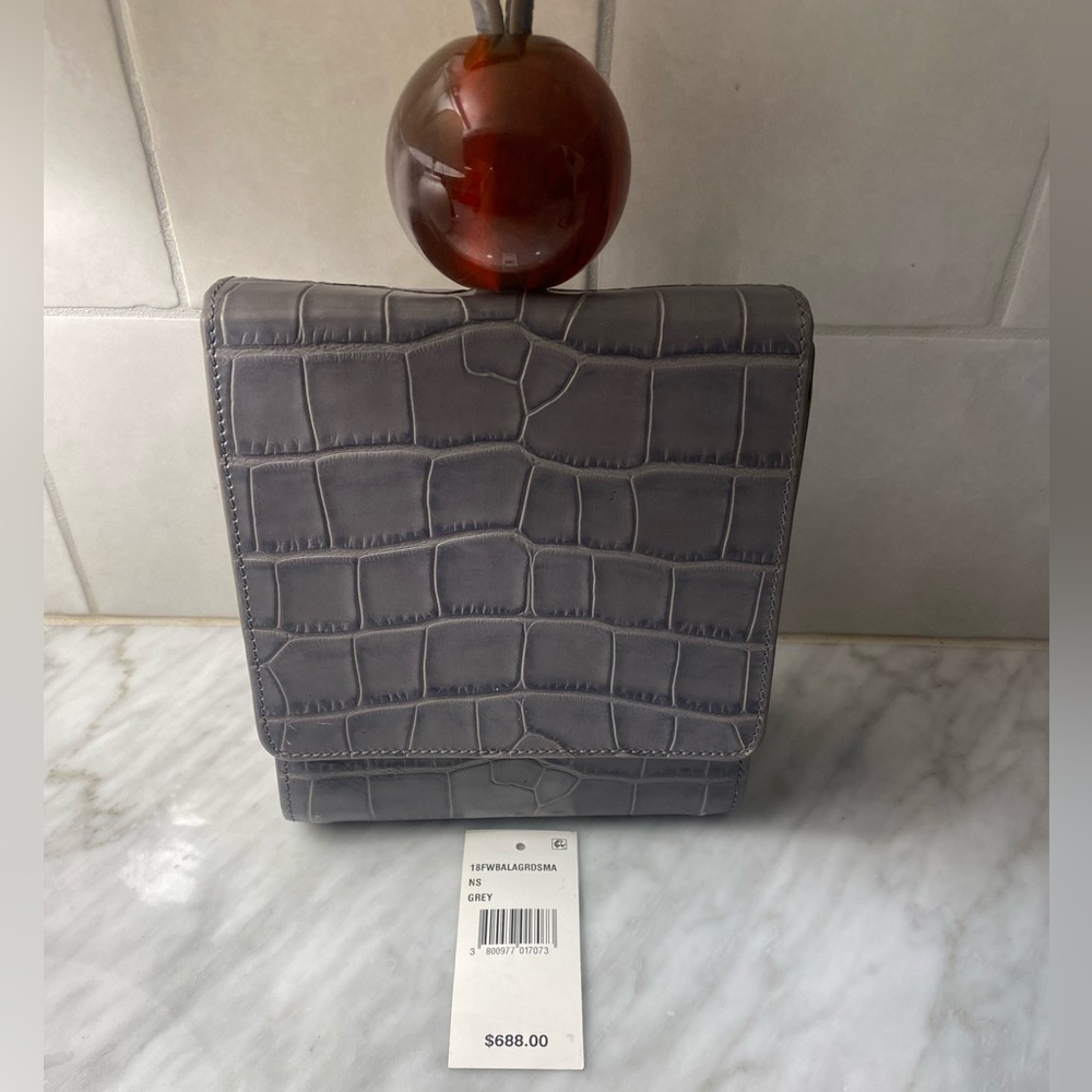 BY FAR Croc-Embossed Ball Wristlet with Brown Ball Accent - Picture 11 of 11